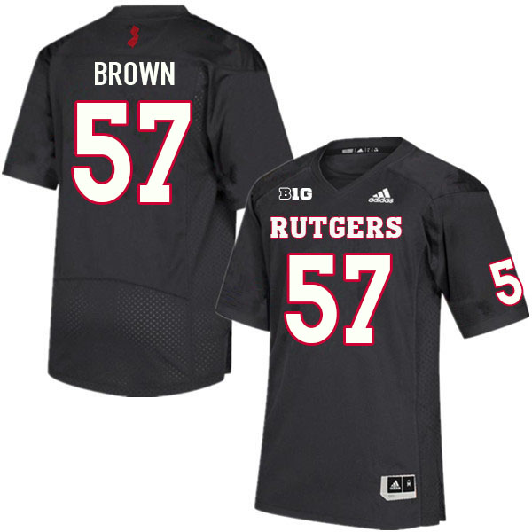Men #57 Ireland Brown Rutgers Scarlet Knights College Football Jerseys Sale-Black - Click Image to Close